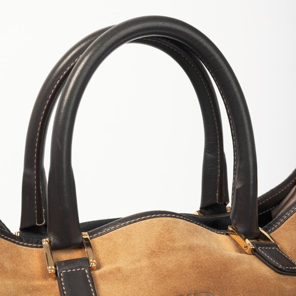 Loewe Amazona Oro Suede & Marron Leather Tote Bag - Picture 8 of 13